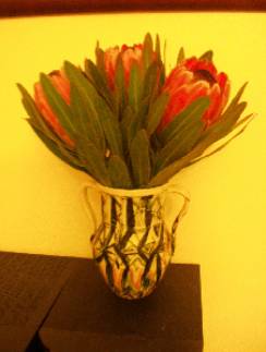 Proteas bought by Kalpna. In vase made by Lorraine.